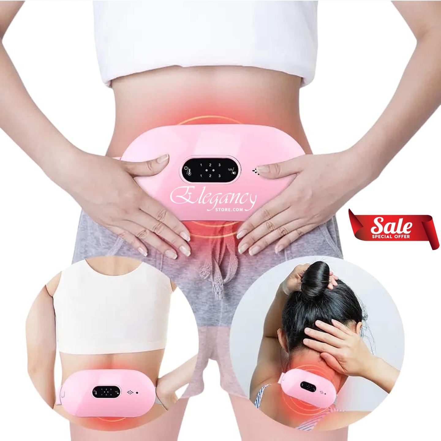 2 in 1 Period Cramp Relief Belt Heating + Massager