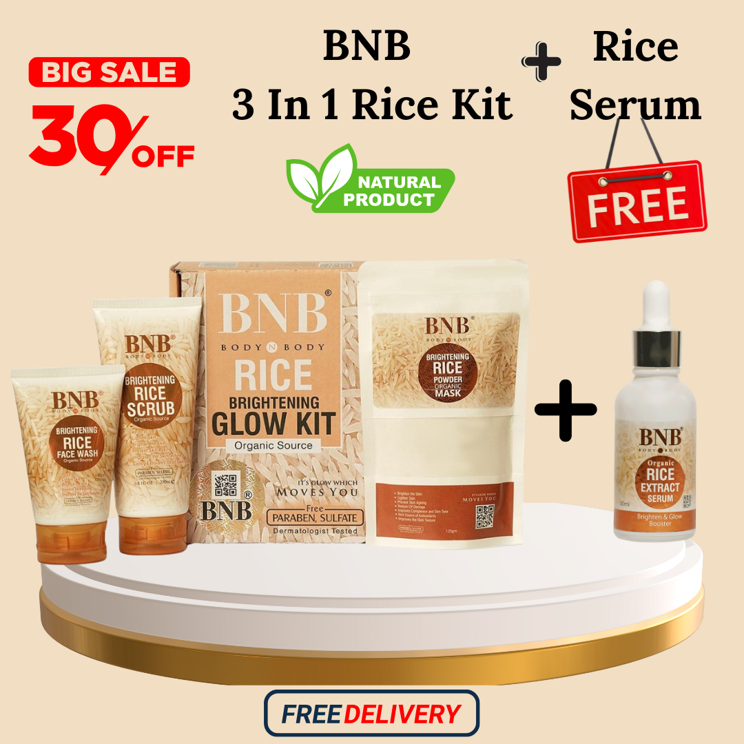 BNB 3 in 1 Rice Glow Kit + Free Serum